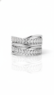 Double Row Diamond Wave Ring