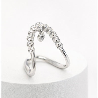 Curved Diamond Arc Ring