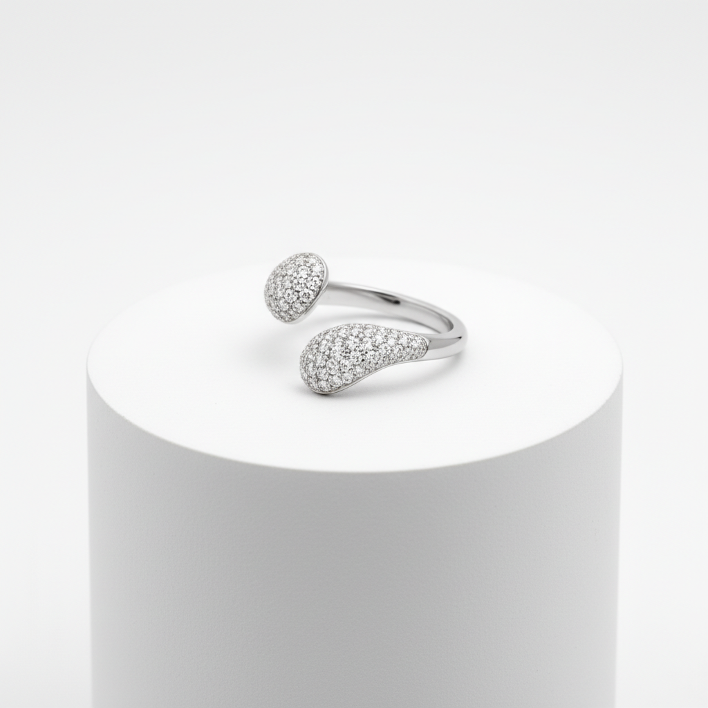 Modern Pavé Open Ring