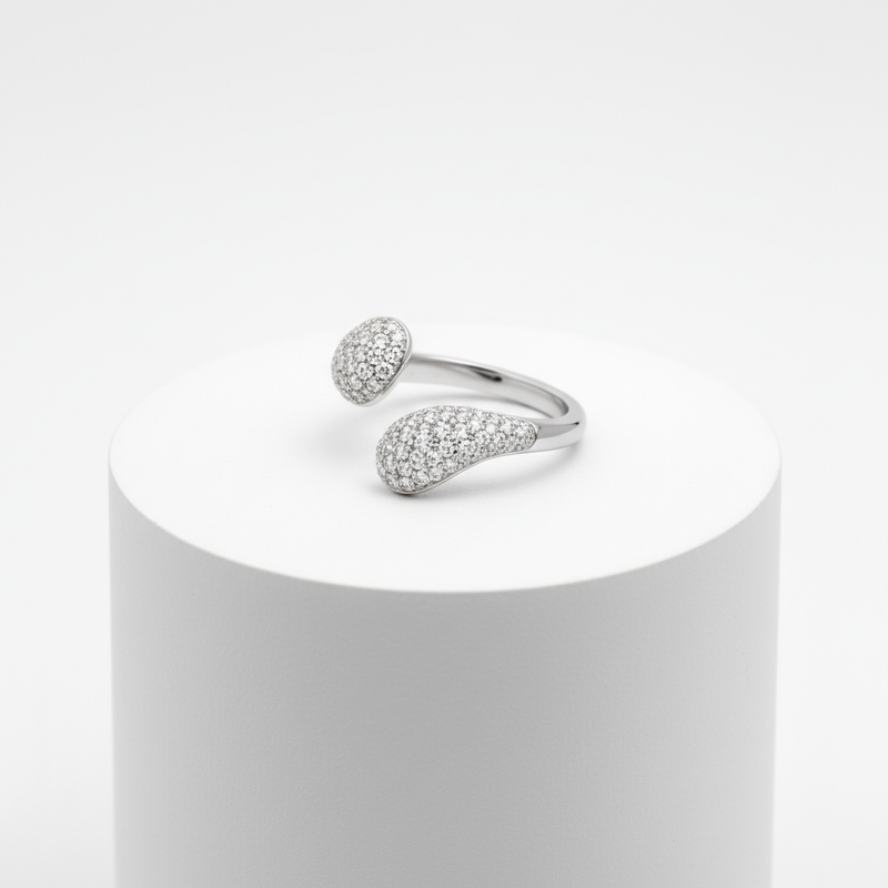 Modern Pavé Open Ring