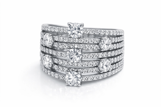Multi-Row Diamond Statement Ring