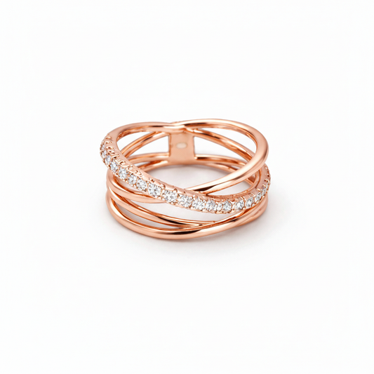 Rose Gold Criss-Cross Diamond Ring