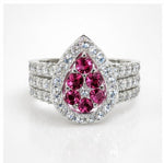 Pink Sapphire Teardrop Halo Ring