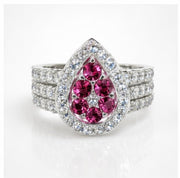 Pink Sapphire Teardrop Halo Ring