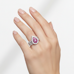 Pink Sapphire Teardrop Halo Ring