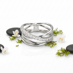 Silver Criss-Cross Diamond Ring