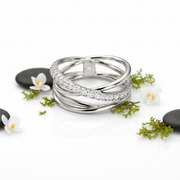 Silver Criss-Cross Diamond Ring