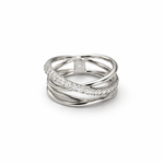 Silver Criss-Cross Diamond Ring