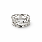 Silver Criss-Cross Diamond Ring