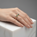 Minimal Emerald Rose Gold Open Ring