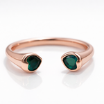 Minimal Emerald Rose Gold Open Ring
