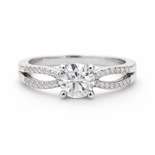 Modern Split Diamond Engagement Ring