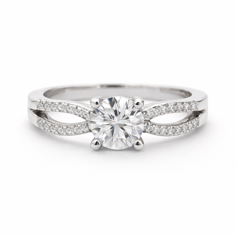 Modern Split Diamond Engagement Ring