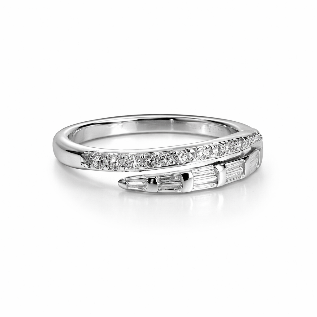 Baguette & Round Stone Curve Ring