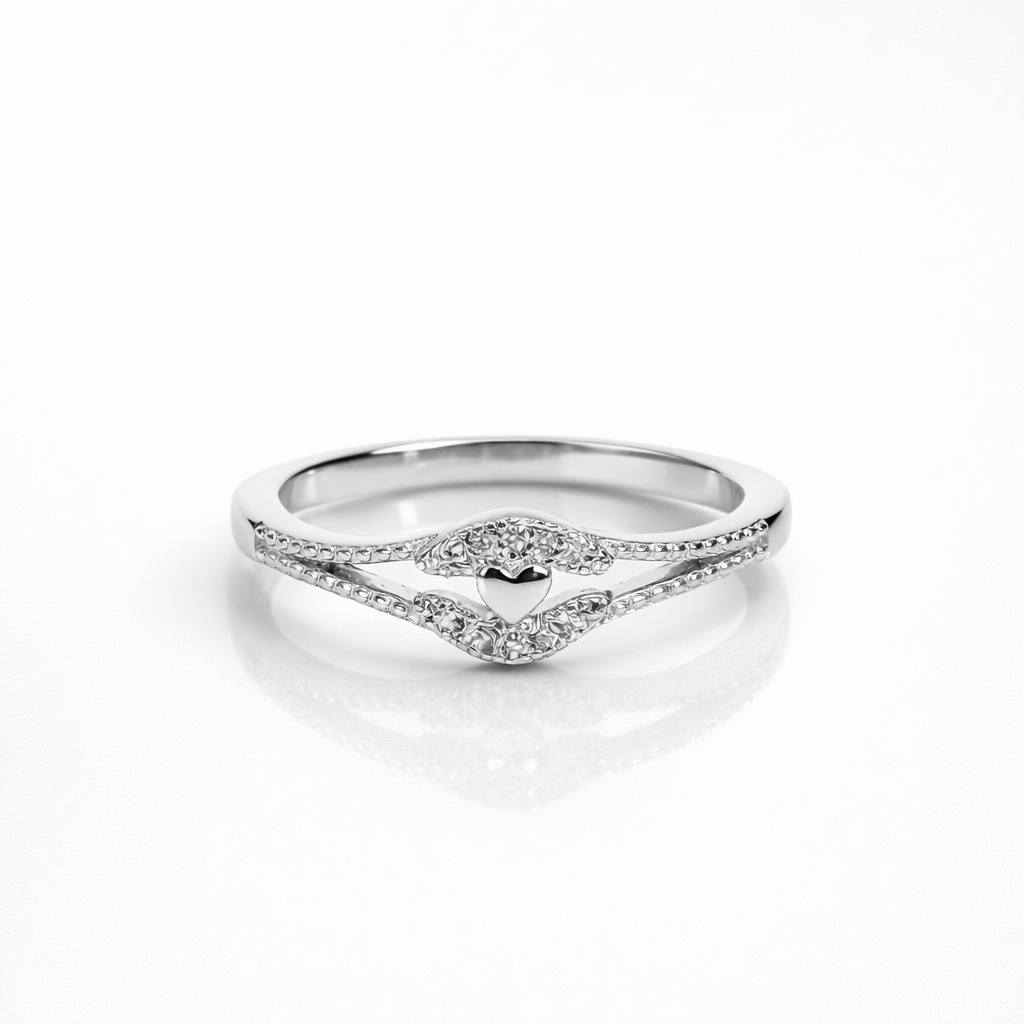 Double Heart V Band Ring