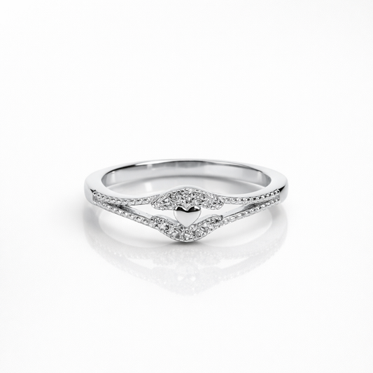 Double Heart V Band Ring