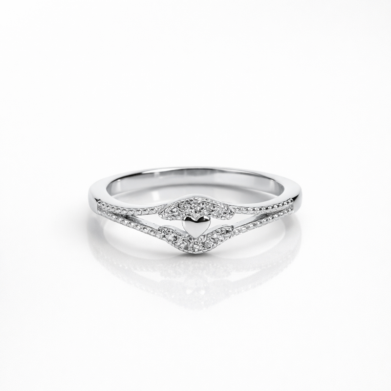 Double Heart V Band Ring