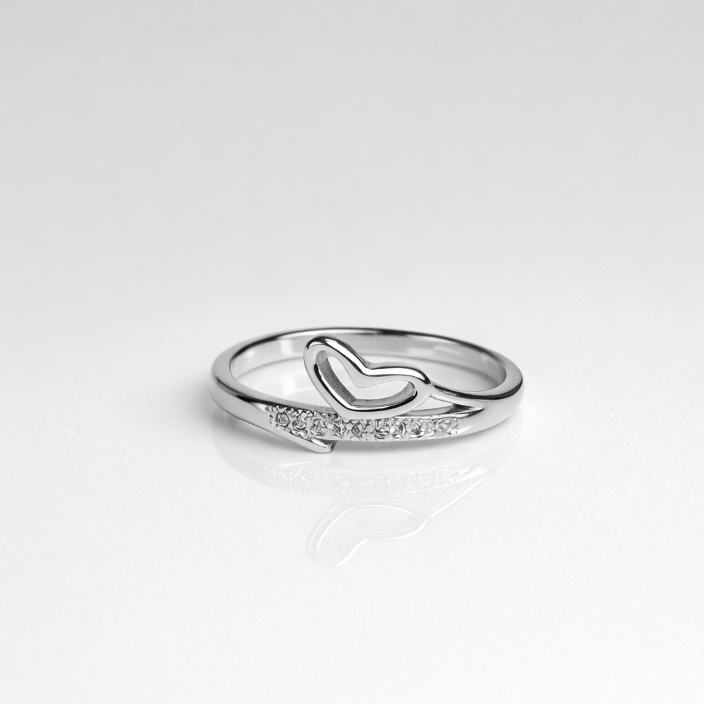 Open Heart Diamond Ring
