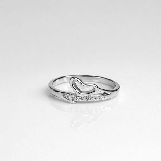 Open Heart Diamond Ring