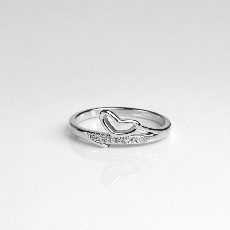 Open Heart Diamond Ring