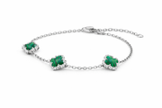 Silver Clover Green Stone Bracelet
