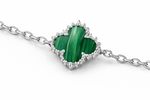 Silver Clover Green Stone Bracelet
