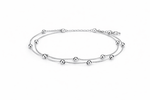 Elegant Silver Double-Chain Beaded Bracelet