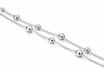 Elegant Silver Double-Chain Beaded Bracelet