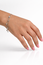 Elegant Silver Double-Chain Beaded Bracelet